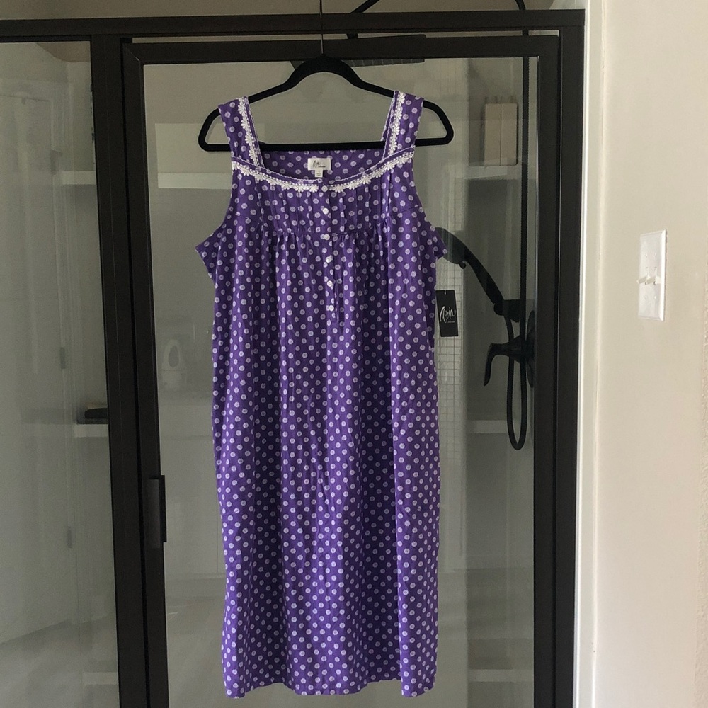 Aria Collection Purple Floral Sleeveless Nightgown NWT L